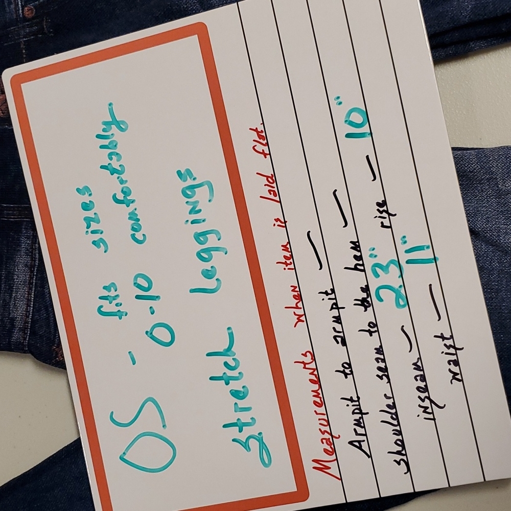 Faux denim jegging leggings rose applique detail OS fits up to a 10 comfortably - Picture 4 of 10